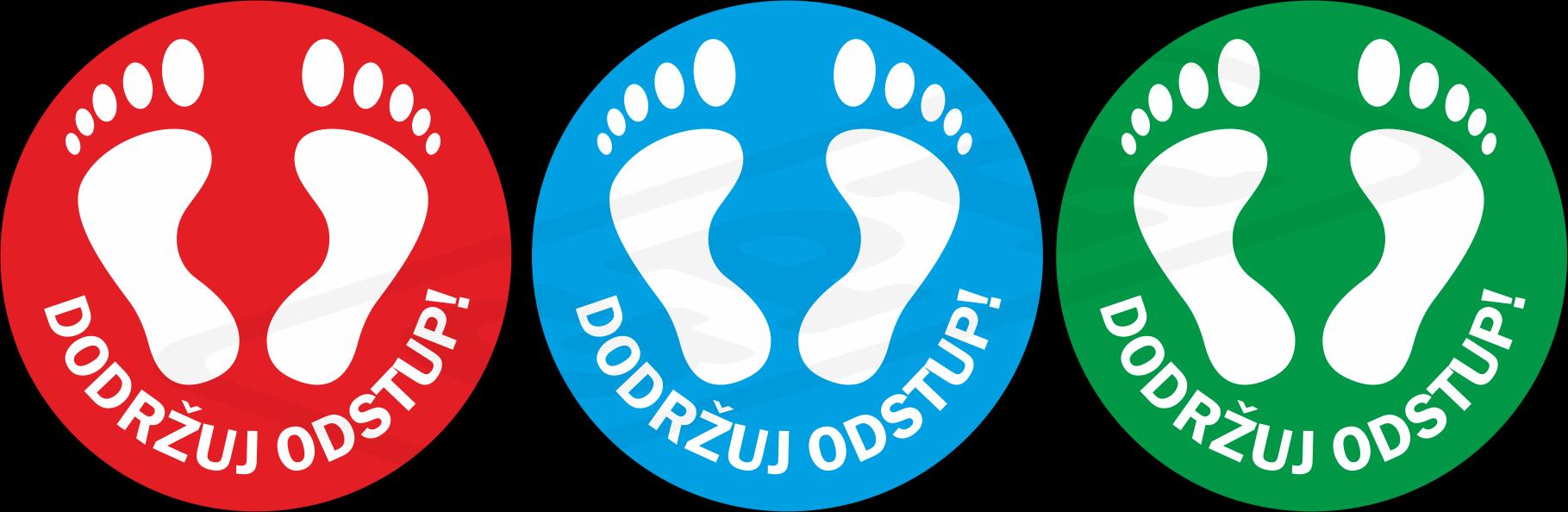 Nálepka na zem "ŠLAPY-dodržuj odstup" priem.300mm