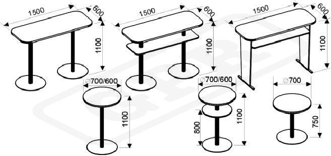 Stôl bufetový  LN  1500x600x1150 2 ks / cena za ks (cena po zľave 50%)