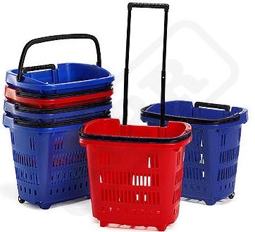 Nákupný košík plastový s kolieskami
